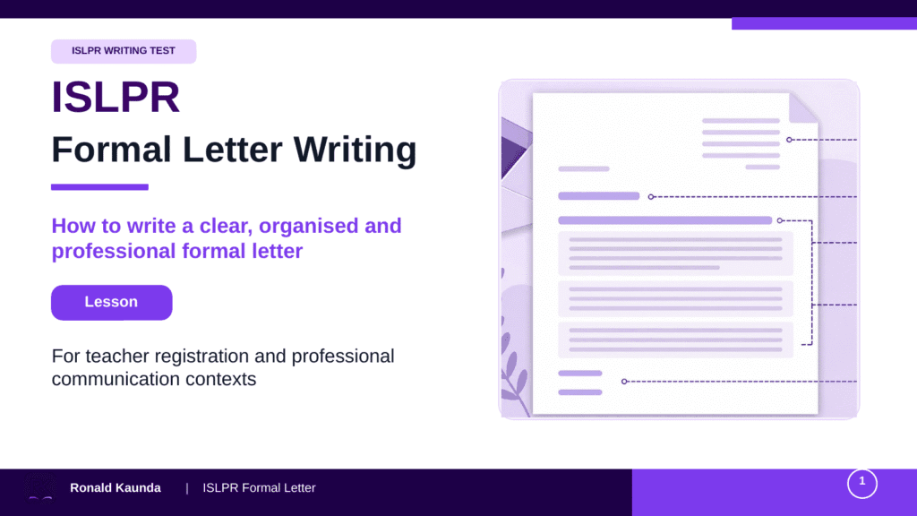 ISLPR Writing Lesson How to Write a Formal Letter in the ISLPR Writing Test